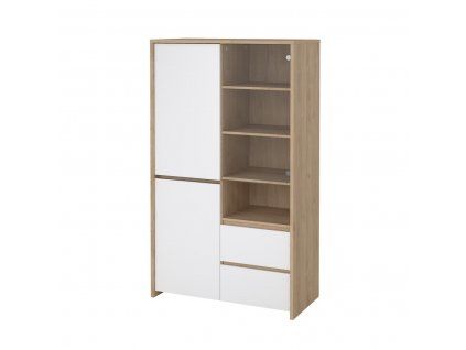 Vitrína Nerea 317 jackson hickory/bílý lesk