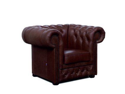 Křeslo Chesterfield Lord 1 kůže hnědá