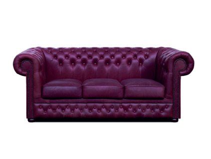 Pohovka Chesterfield Lord 3 kůže bordó
