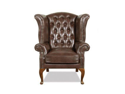 Křeslo Chesterfield Queen kůže hnědá