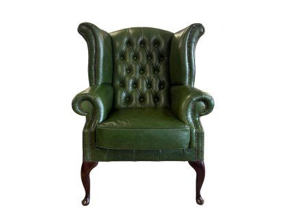 Luxusní křeslo Chesterfield Queen kůže zelená