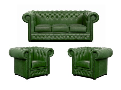 Sedací souprava Chesterfield Lord 3+1+1 kůže zelená