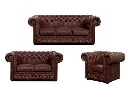 Sedací souprava Chesterfield Lord 3+2+1 kůže hnědá