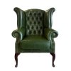 Luxusní křeslo Chesterfield Queen kůže zelená